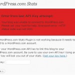WordPress.com Stats Plugin Error – Error from last API Key attempt