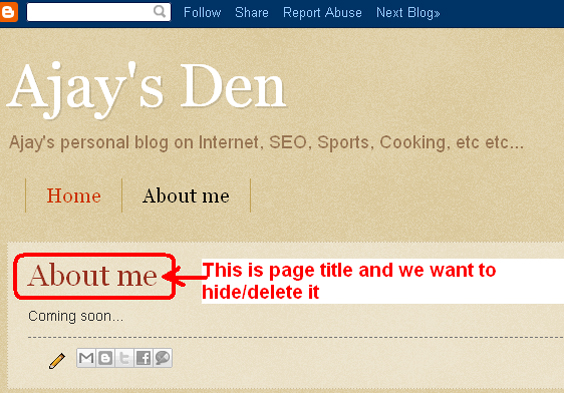 How to delete page title in Blogger