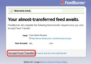 Feed Transfer Confirmation