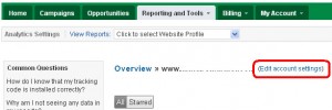 Google AdWords -> Google Analytics ->Edit Account Settings