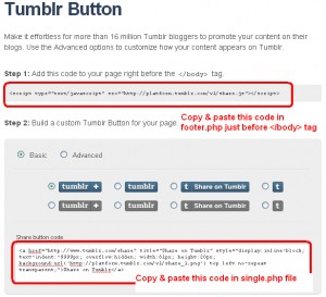 Tumblr Button For WordPress