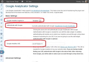 Google Analyticator Settings
